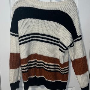 ZESICA oversized striped sweater